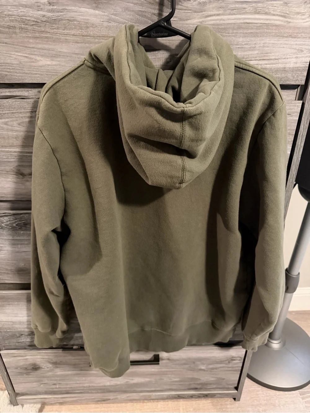 The North Face Men's Olive Green Crewneck Hoodie with White Logo
